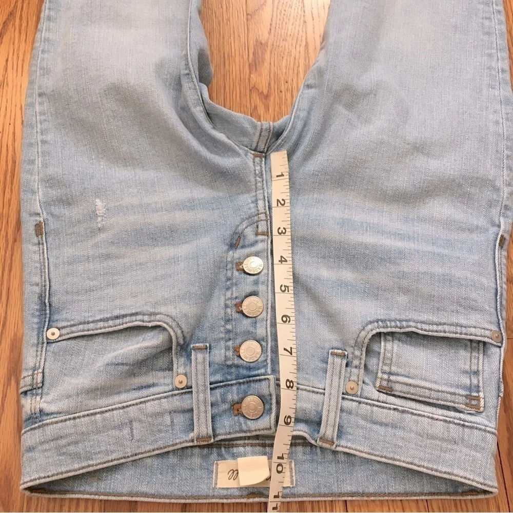 Madewell 9” High Rise Button Fly Light Blue Denim Raw Hem Cropped Skinny Jeans